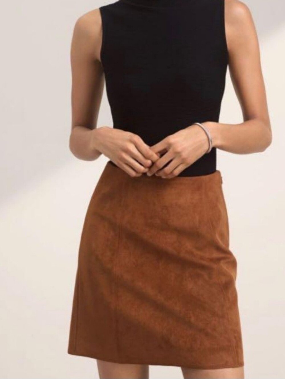 Babaton Women 00 Tan Suede Skirt